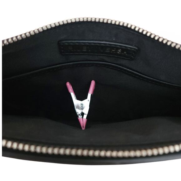 RILEY VERSA black leather Base Bag clutch removable Crossroads shearling cover